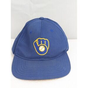 Milwaukee Brewers American‎ Needle Cooperstown Hat Cap Blue Glove Men Strap Back